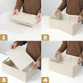 Tihaolity beige folded-flat basket saves space when not in use.