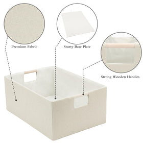 Tihaolity beige side-view basket showing sturdy linen fabric and structure.