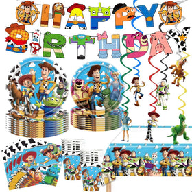 Tihufe Toy Story banner hangs as the centerpiece of birthday decor