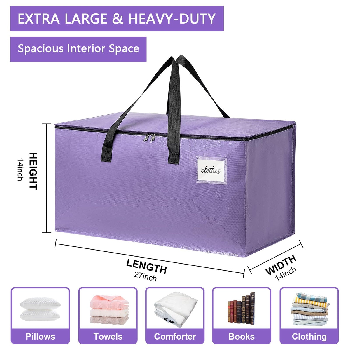TIIOCTI lavender-purple tote uses durable fabric to protect belongings during transit
