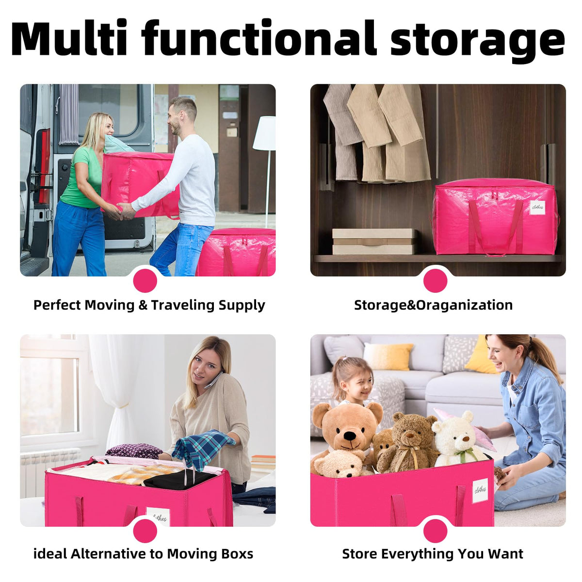 TIIOCTI hot pink moving bags folded flat for compact storage