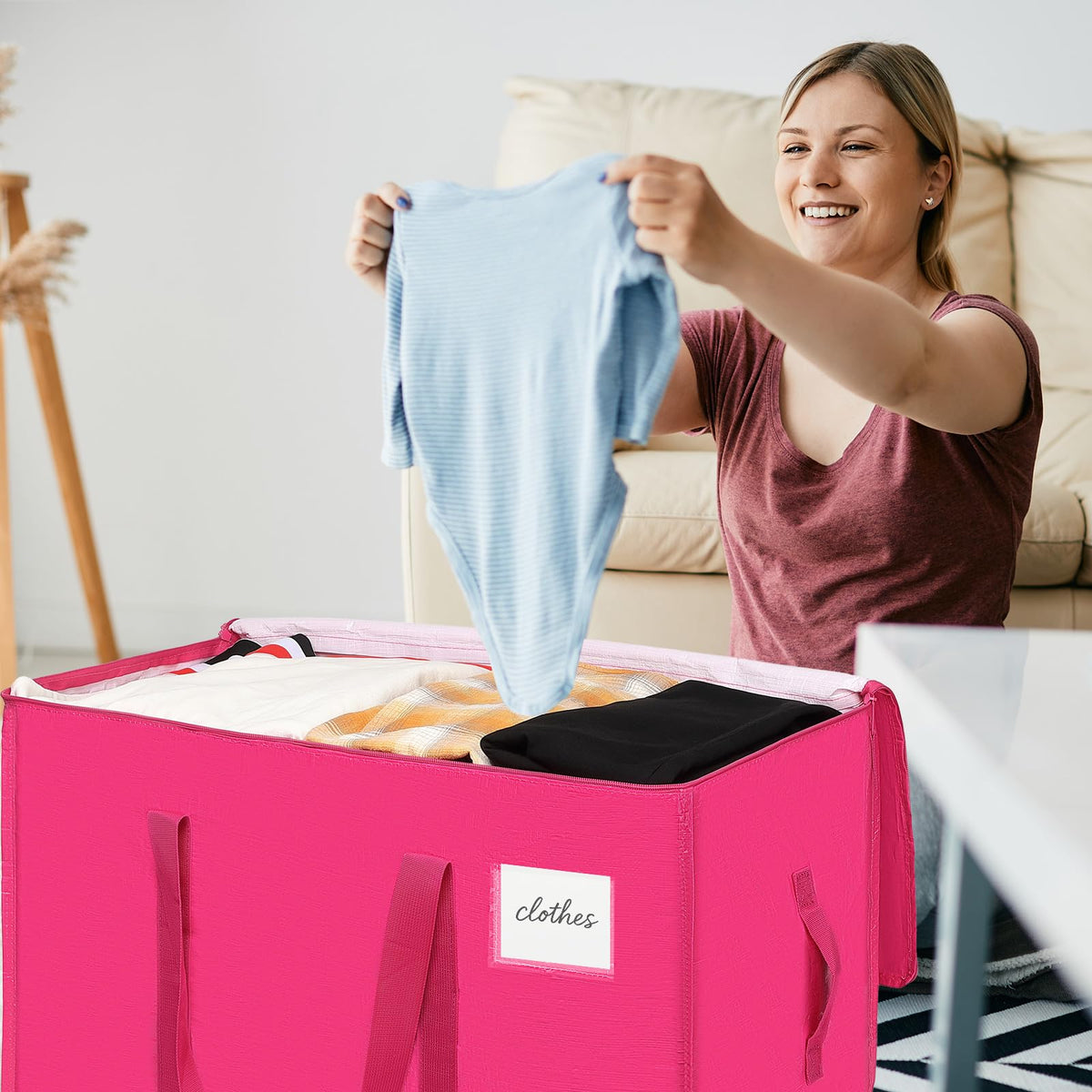 TIIOCTI Moving Bags stacked for organized storage and easy access