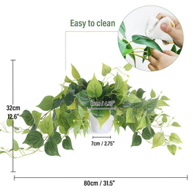 Tiita artificial pothos hanging plant in pot perfect for windowsill display