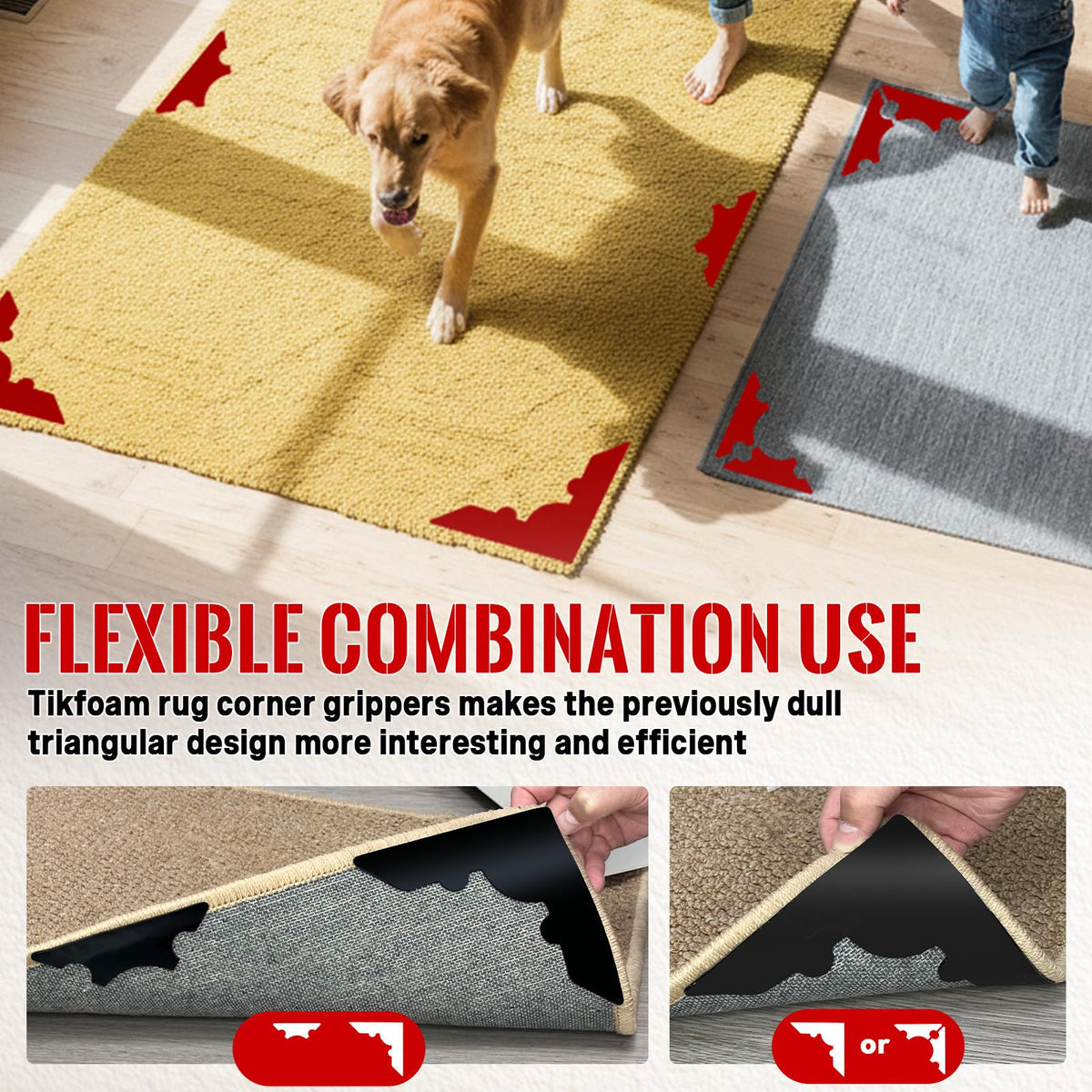 Tikfoam reusable rug grip cleans easily and restores adhesion after drying