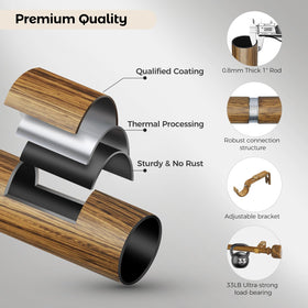 Time Forest adjustable curtain rod assembly for flexible sizing
