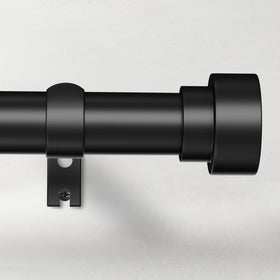 Time Forest black curtain rod in full-length setup for a clean window look