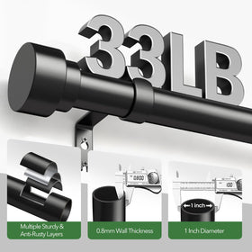 Time Forest heavy-duty rod supports up to 33 pounds for durable drapes