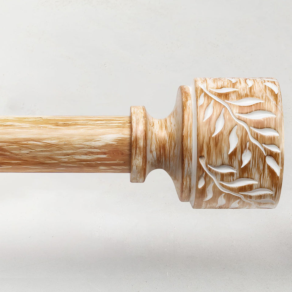 Time Forest Boho Wood Curtain Rod with adjustable length for versatile window spans.