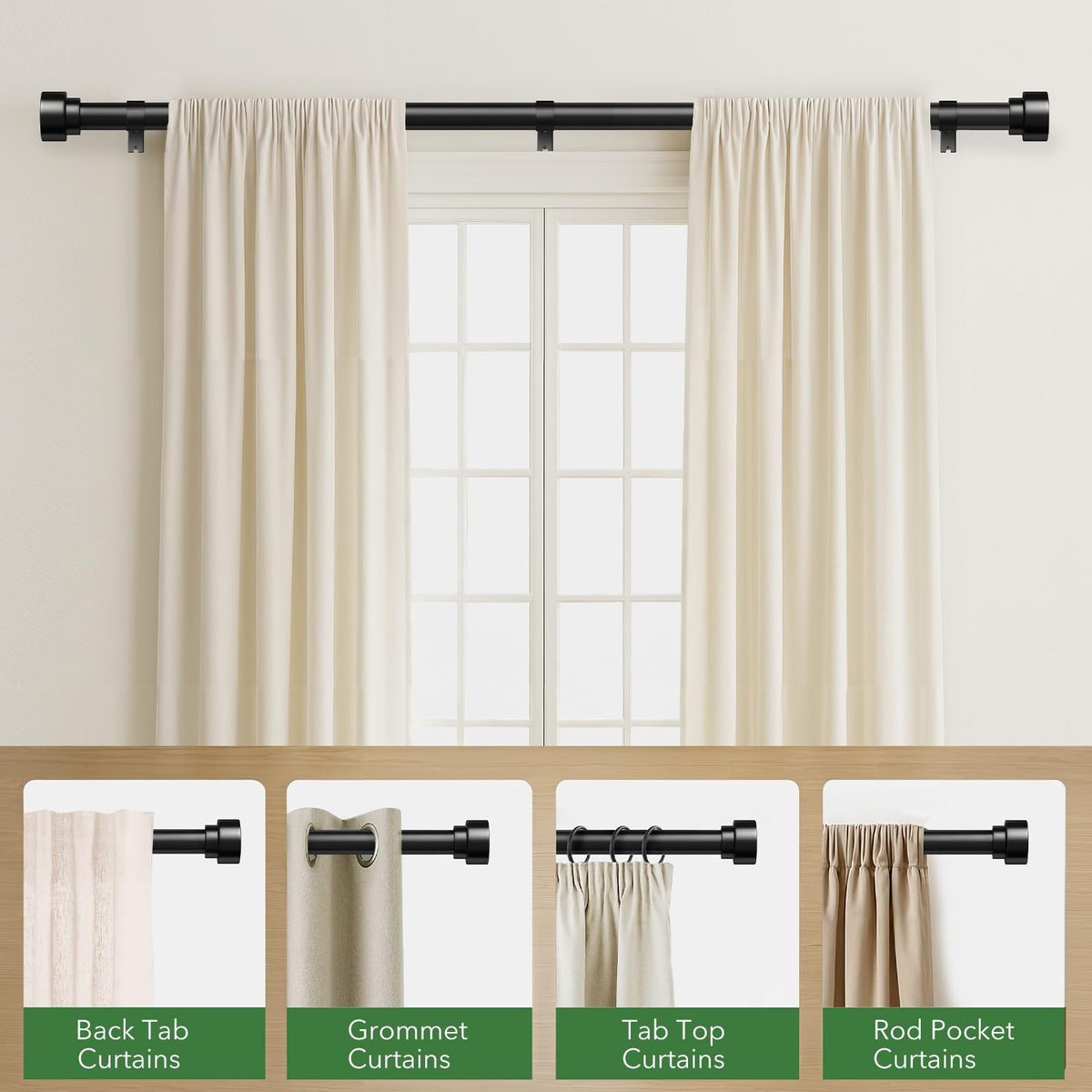 Durable black finish resists rust and wear for indoor and outdoor use.