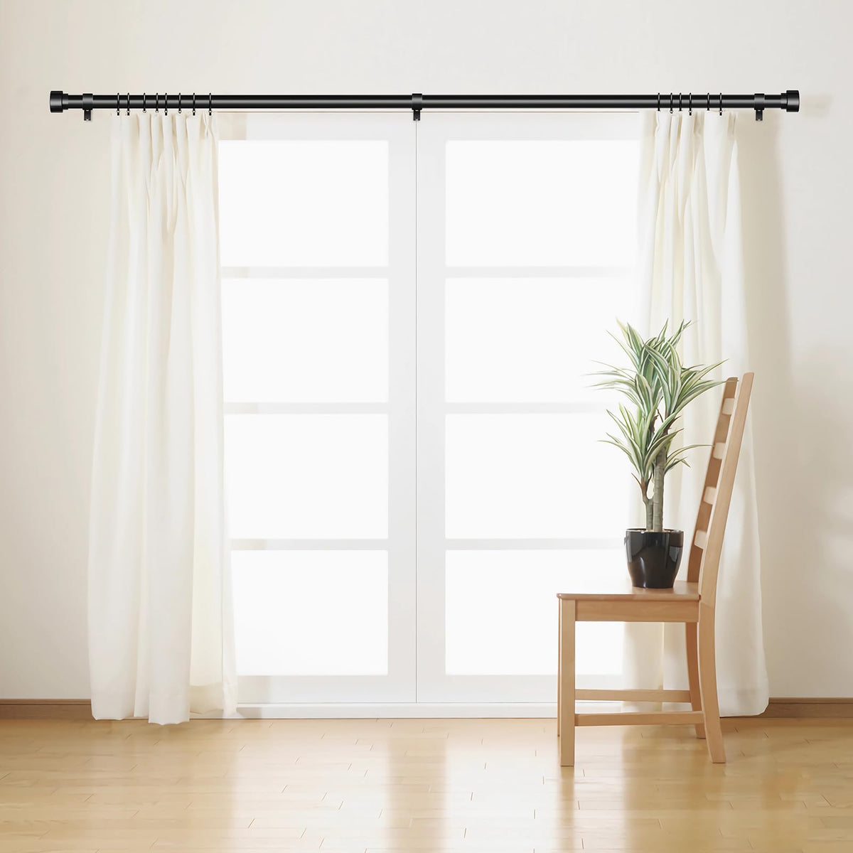 Time Forest 1-inch heavy-duty rod supports curtains with confidence and minimal sag.