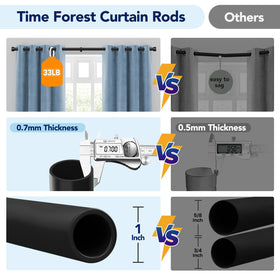 Time Forest black finish curtain rod ready for indoor and outdoor use