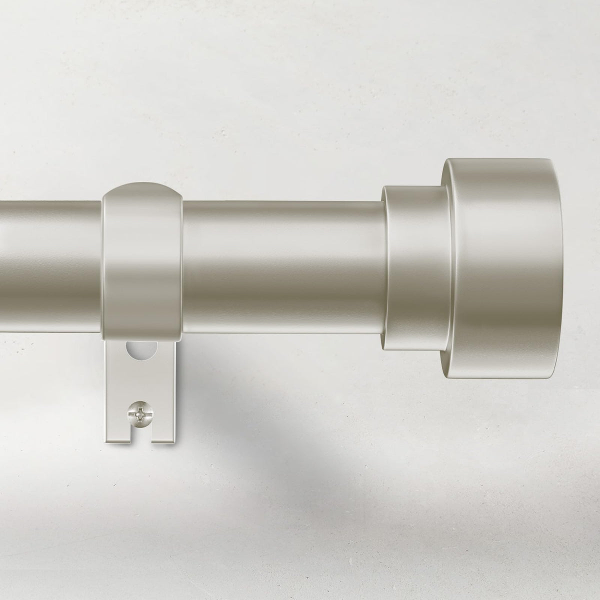 Time Forest brushed nickel curtain rod close-up showing modern matte finish for interiors.