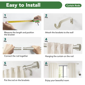 Time Forest curtain rod compatible with grommets and rod pockets.