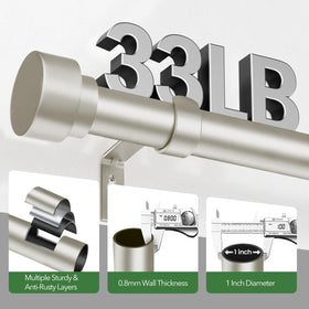 Time Forest curtain rod mounted across patio door demonstrates outdoor versatility.