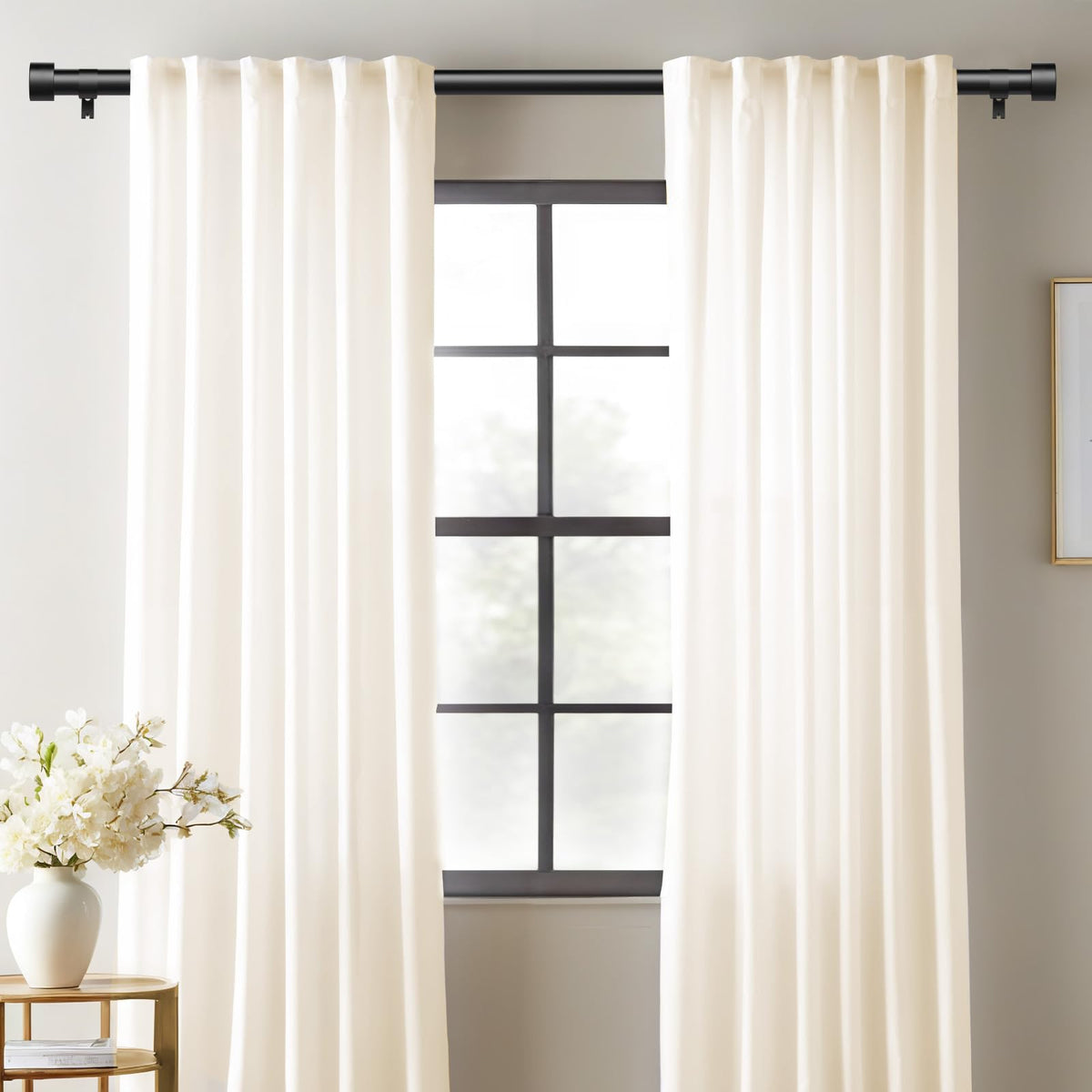 Time Forest curtain rods showing six-piece assembly for length customization.
