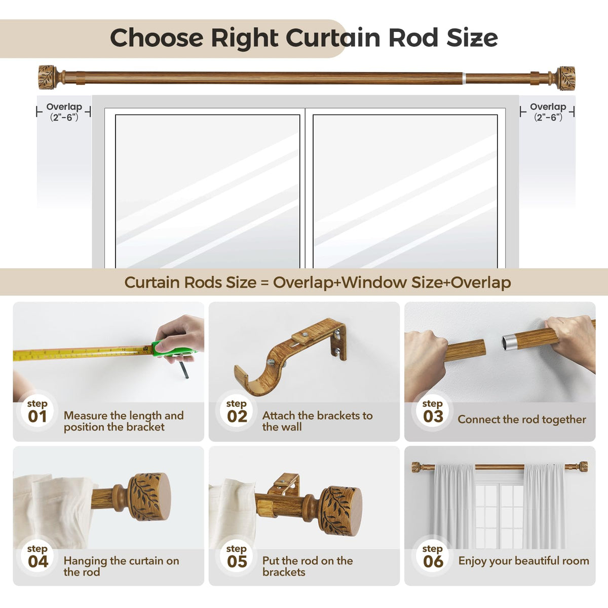 Time Forest outdoor patio curtain rod suitable for covered areas