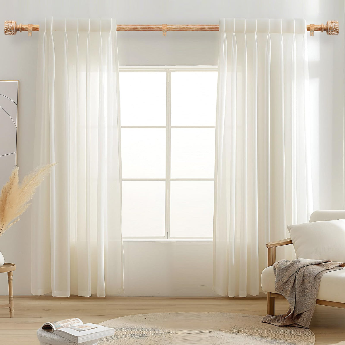 Time Forest woodgrain finish with leaf-pattern finials for rustic charm.