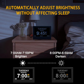 TIMEMOON 2026 clock showing alarms for meals, appointments, and medications.