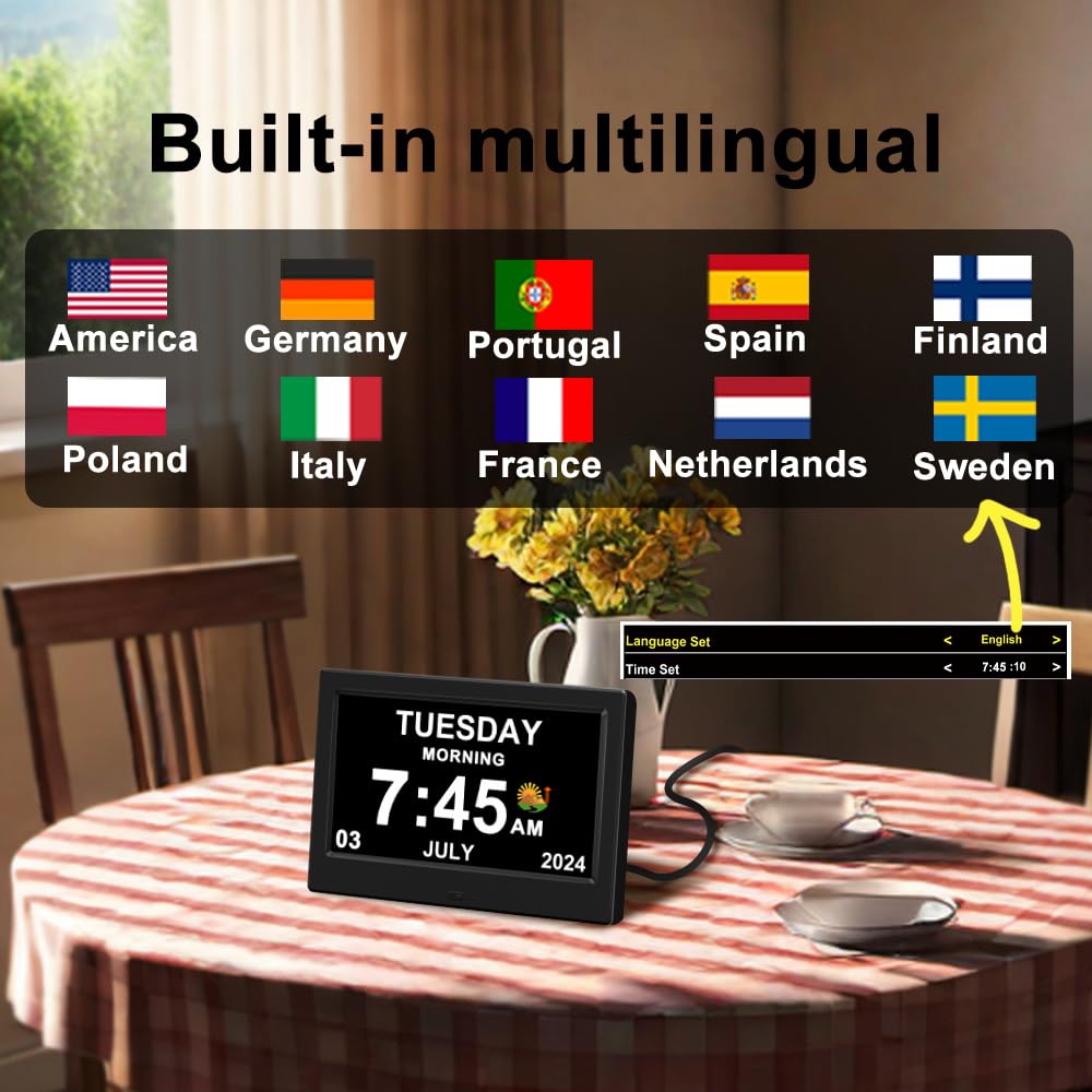 TIMEMOON display offers high contrast with color options for readability.