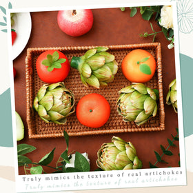 Timgle decorative artichokes brighten living rooms, dining areas, and office spaces.