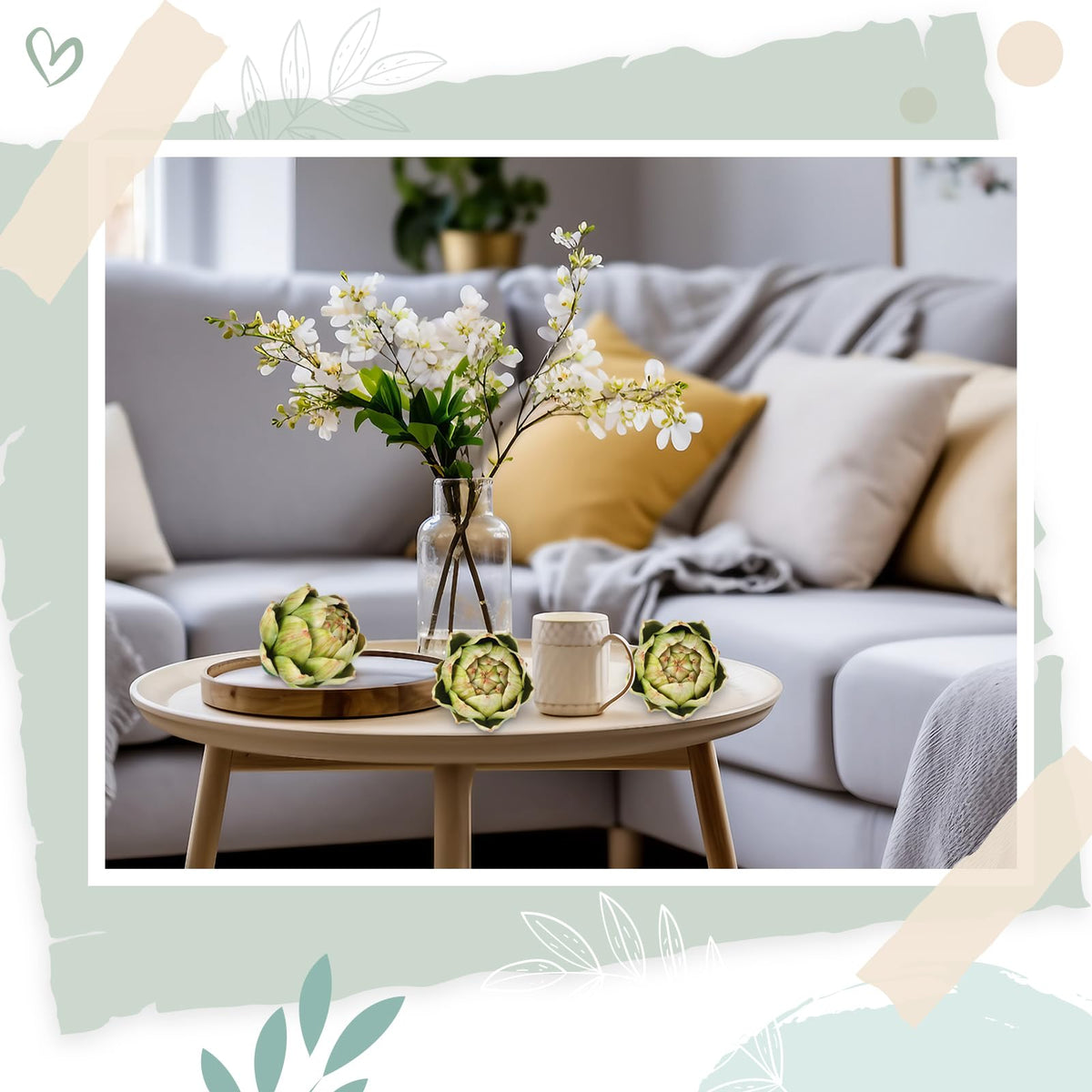 Timgle large artichokes bring texture and color to bowls and shelves.