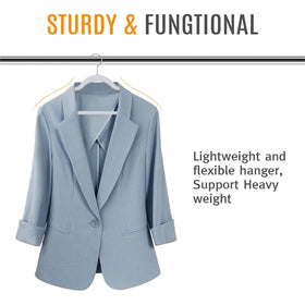 TIMMY ultra-thin hangers maximize closet space and reduce clutter.