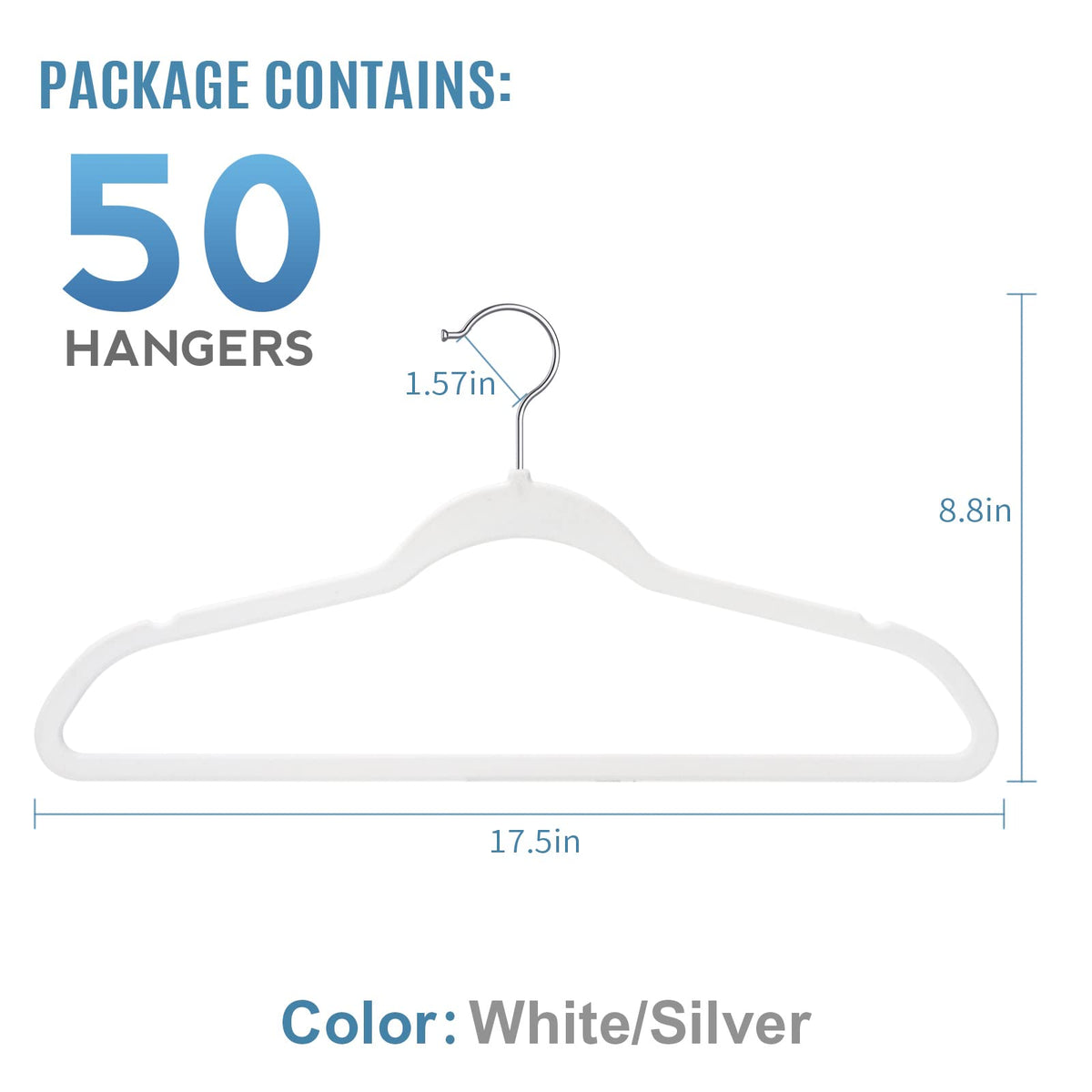 TIMMY velvet hanger shows ultra-thin 0.2-inch profile to save closet space.