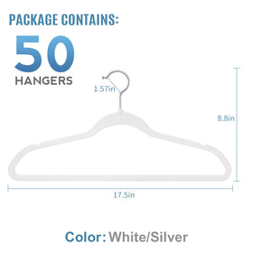 TIMMY velvet hanger shows ultra-thin 0.2-inch profile to save closet space.