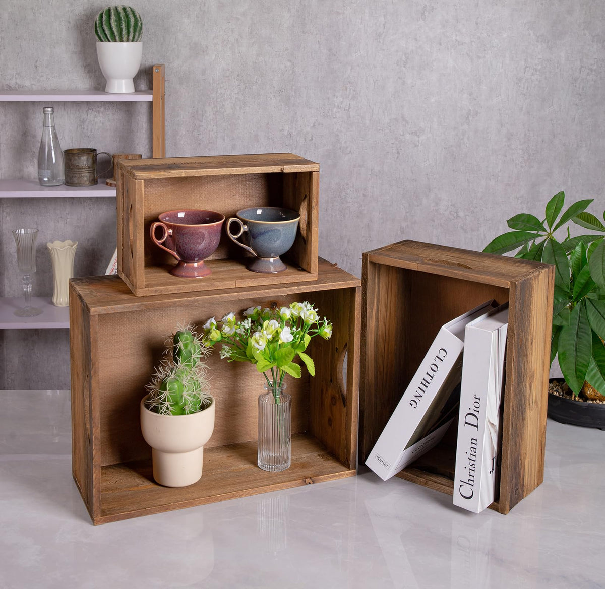 TIMRIS medium nesting crate showcases versatile organization for books and toys.