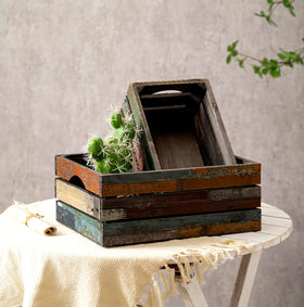 TIMRIS rustic nesting crates medium, versatile for organizing shelves.