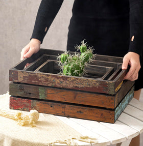 TIMRIS rustic nesting crates small, great for desk essentials.