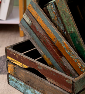 TIMRIS shelf organization with crates, keeps small items neatly sorted.