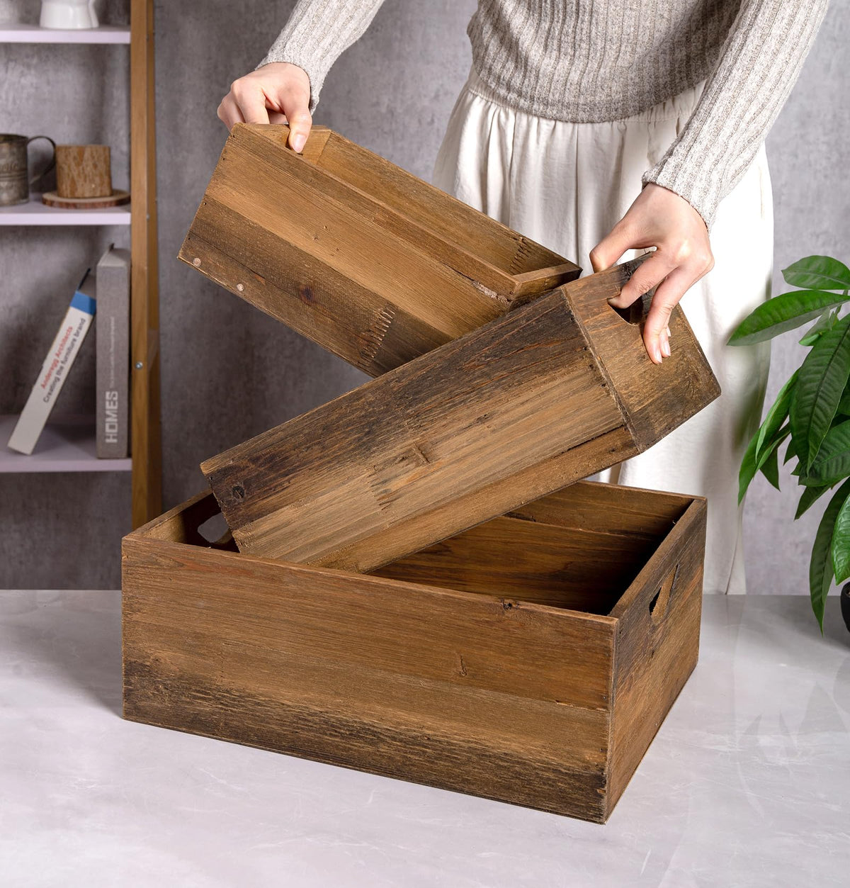 TIMRIS small nesting crate ideal for desk supplies and small decor.