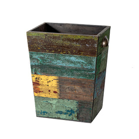 TIMRIS small wood trash can with compact design for bathrooms and desks.
