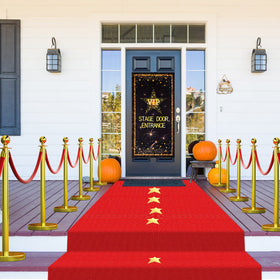 Timtin door entrance banner complements decor and storytelling.