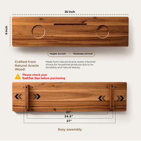 Tinamo Acacia Bathtub Caddy Tray anti-tip design helps stable use.