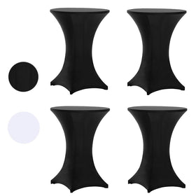Tina's 4-pack black highboy spandex table cover for 32x43 inch tables