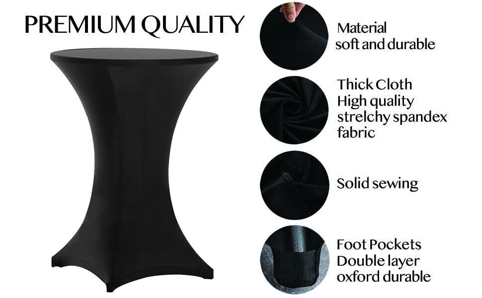 Tina's highboy table cover with double layer leg pockets, secure fit