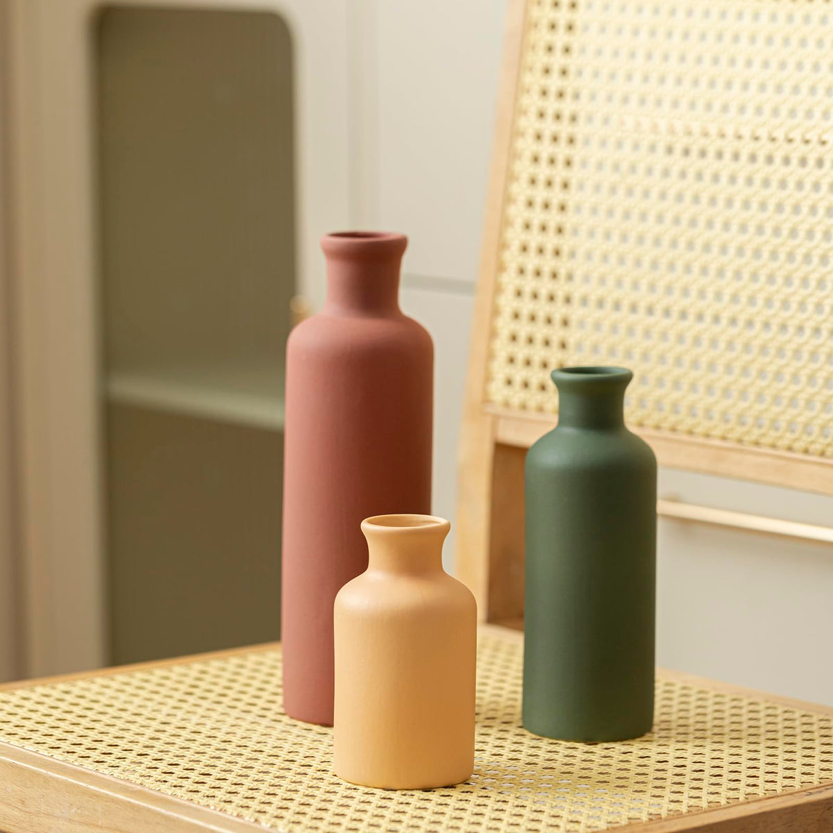 TINCTOTNIC vase on bathroom vanity adds minimalist elegance.