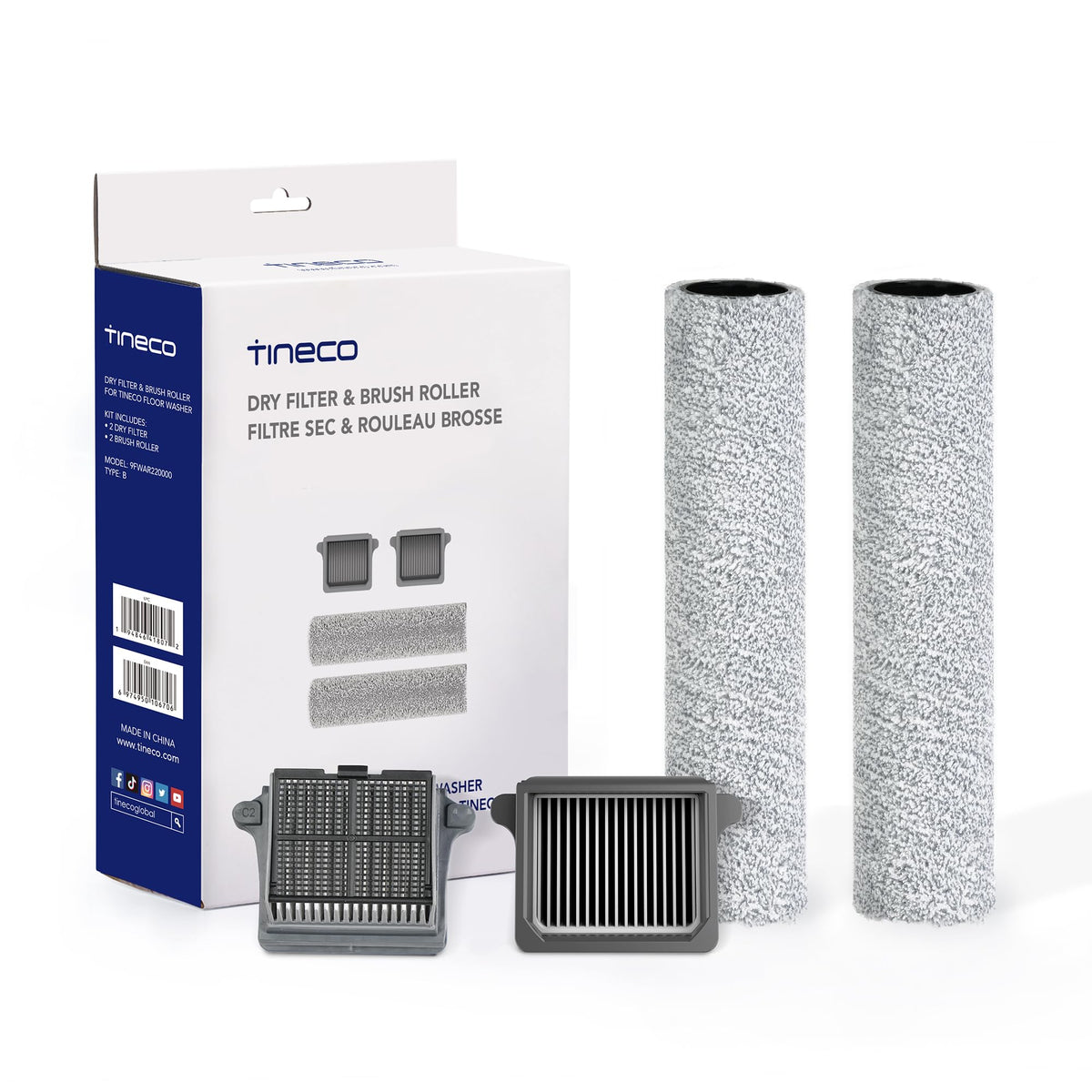 Tineco replacement HEPA assembly visual, filters fine dust for a fresher home