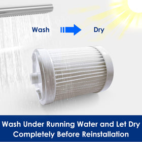 Tineco pre-filter being washed to illustrate reusability.