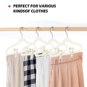 Tinfol velvet clips attached to a slimline hanger for versatile storage