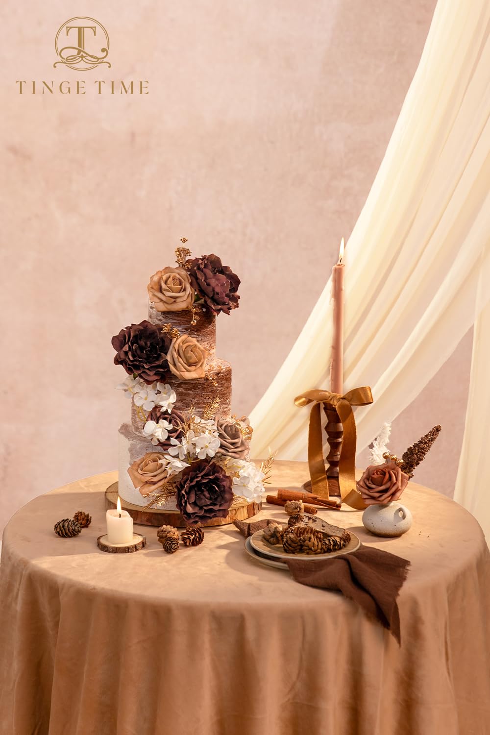 TINGE TIME coffee-colored roses for rustic wedding accents