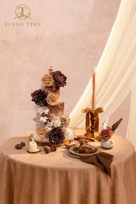 TINGE TIME coffee-colored roses for rustic wedding accents