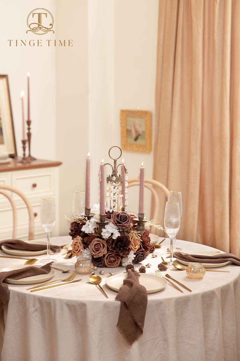 TINGE TIME deep milk tea roses add warmth to home decor use