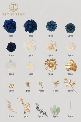 TINGE TIME navy blue flowers centerpiece idea for DIY wedding decor