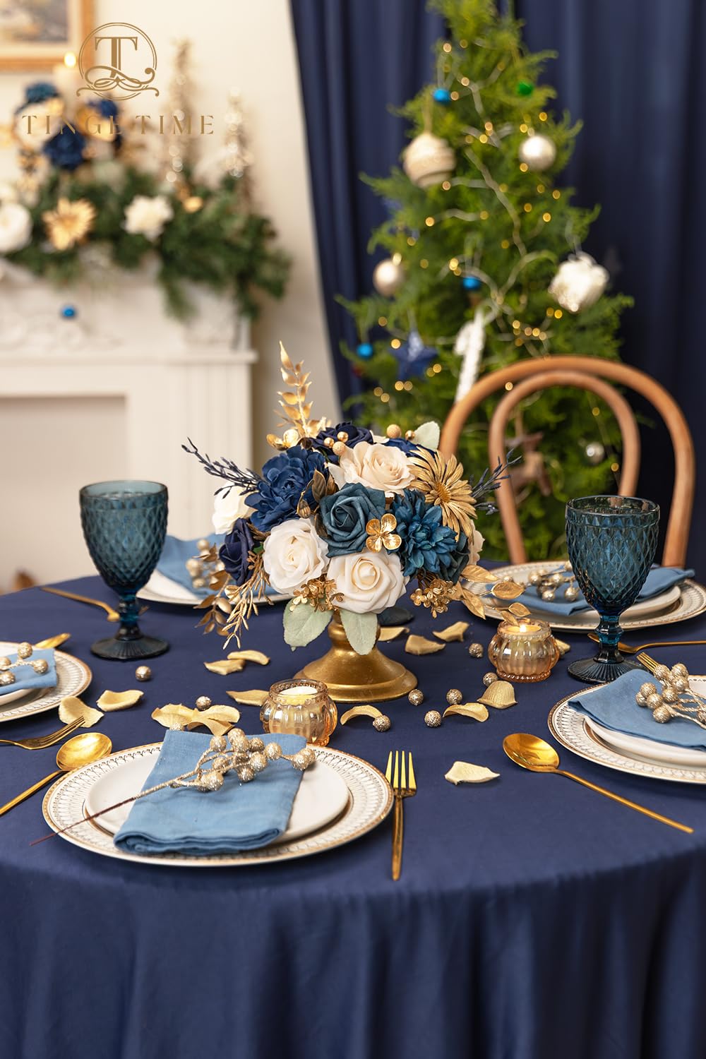 TINGE TIME navy blue chrysanthemum accent for mixed-flower arrangements
