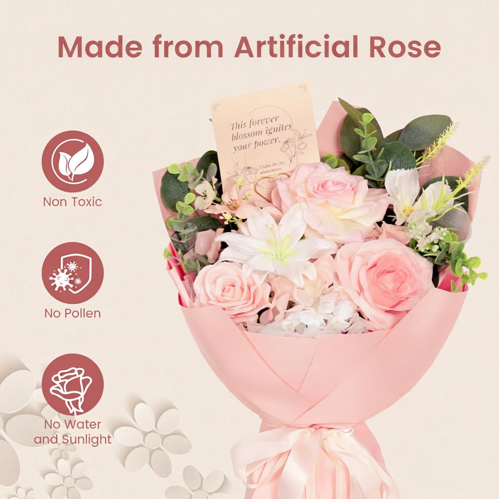 TINGE TIME preserved bouquet on shelf adds subtle sophistication