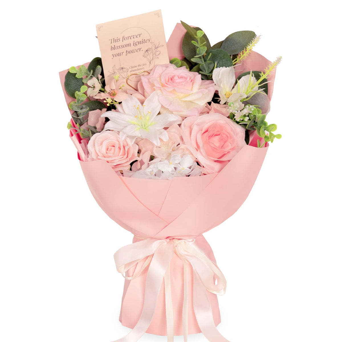 TINGE TIME pink preserved bouquet front view for elegant table decor