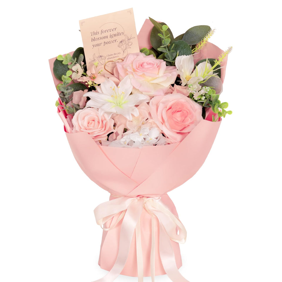TINGE TIME pink preserved bouquet front view for elegant table decor